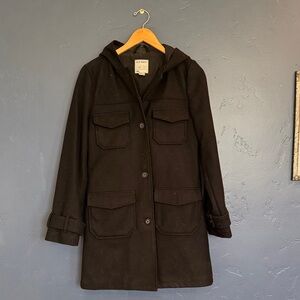 Old Navy Men's Dark Brown Hooded Pea Coat